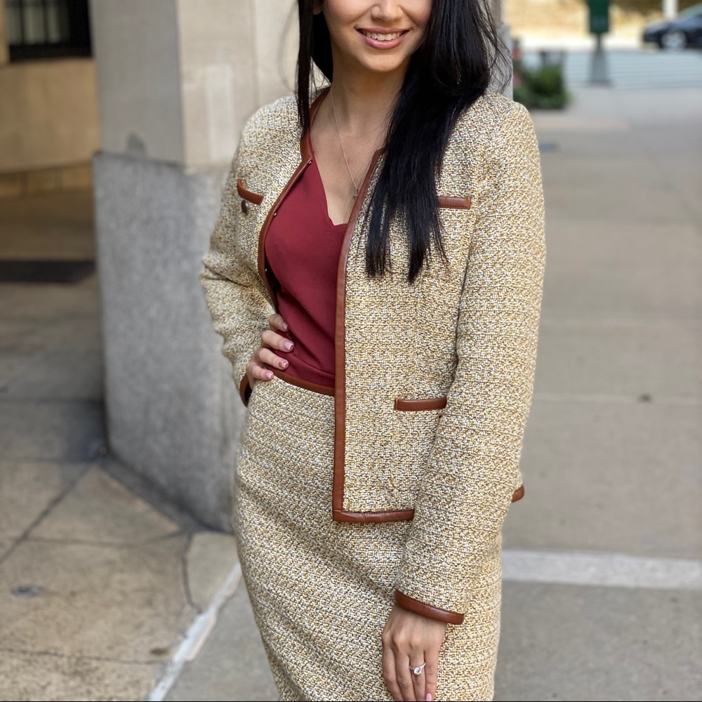 White House Black Market Tweed Suit Blazer 0 and Skirt 00